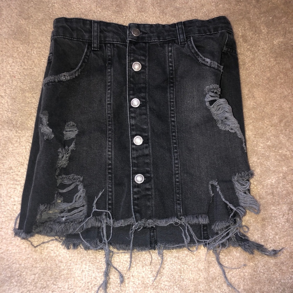 Free People Ripped Denim Skirt (Size 2)